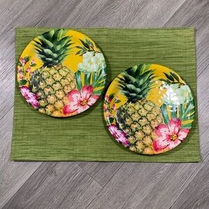 Pier 1 Imports “Tropical Pineapple” Vintage Melamine 9” Plates set of 2